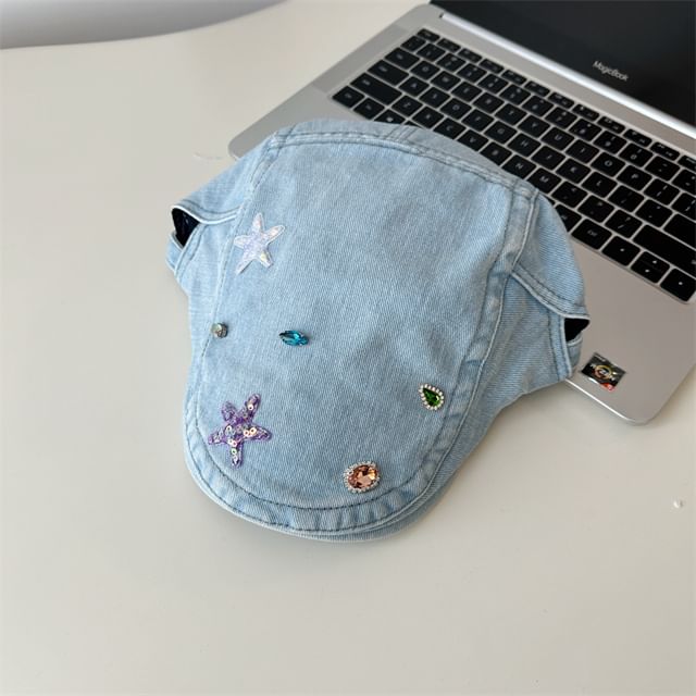 Embellished Flat Cap Denim