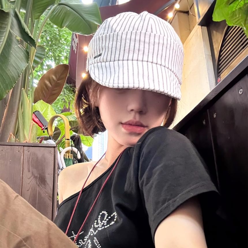 Striped Cap Brim Short Baseball