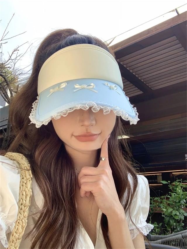 Lace Visor Sun Trim Bow