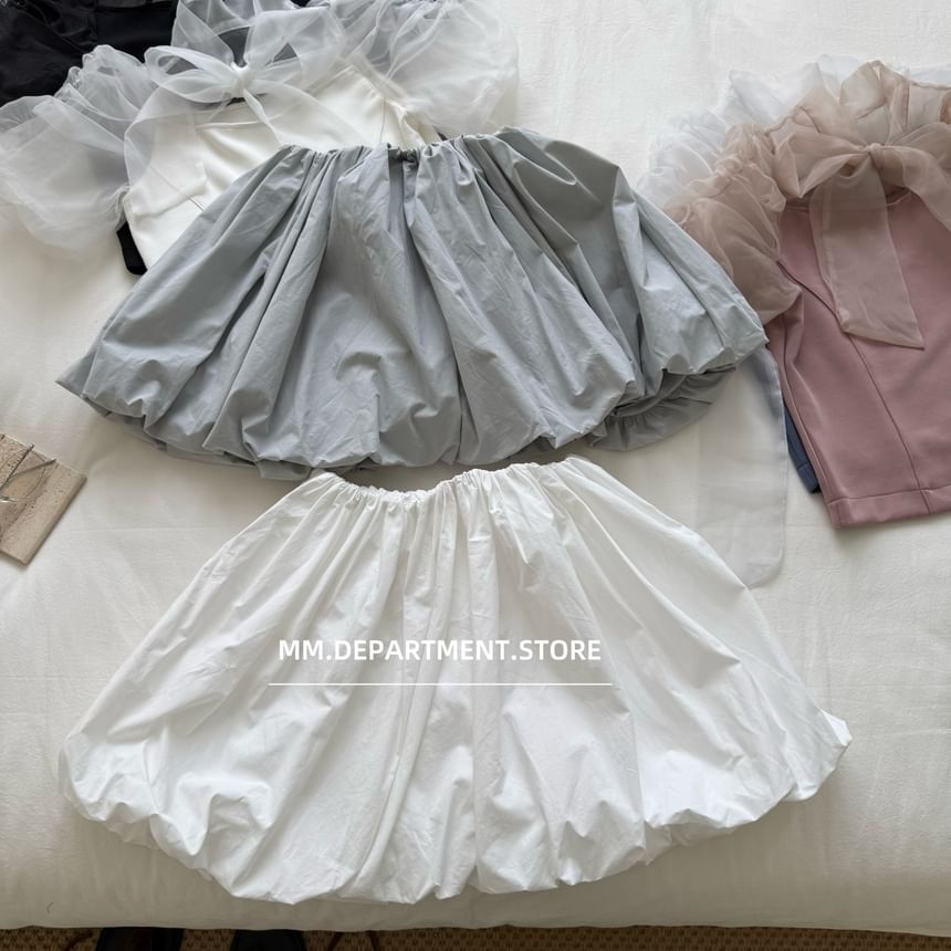 Plain Rise High A-Line Skirt Mini