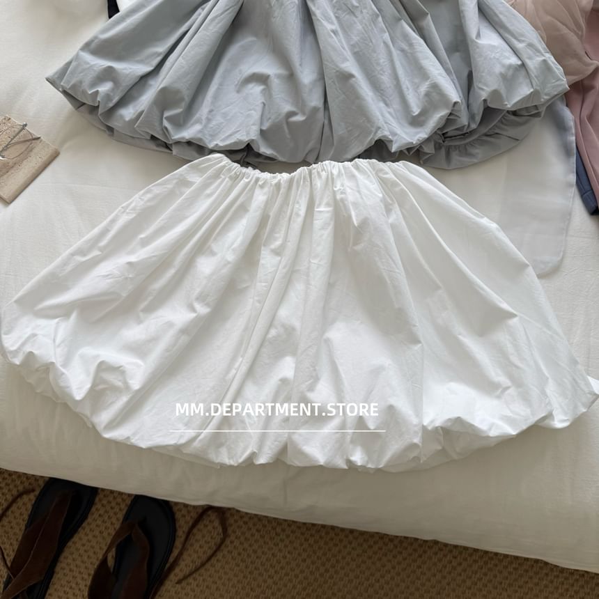 Plain Rise High A-Line Skirt Mini