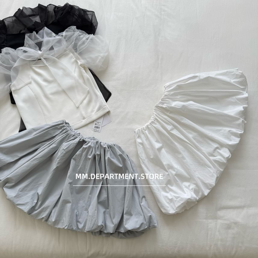 Plain Rise High A-Line Skirt Mini