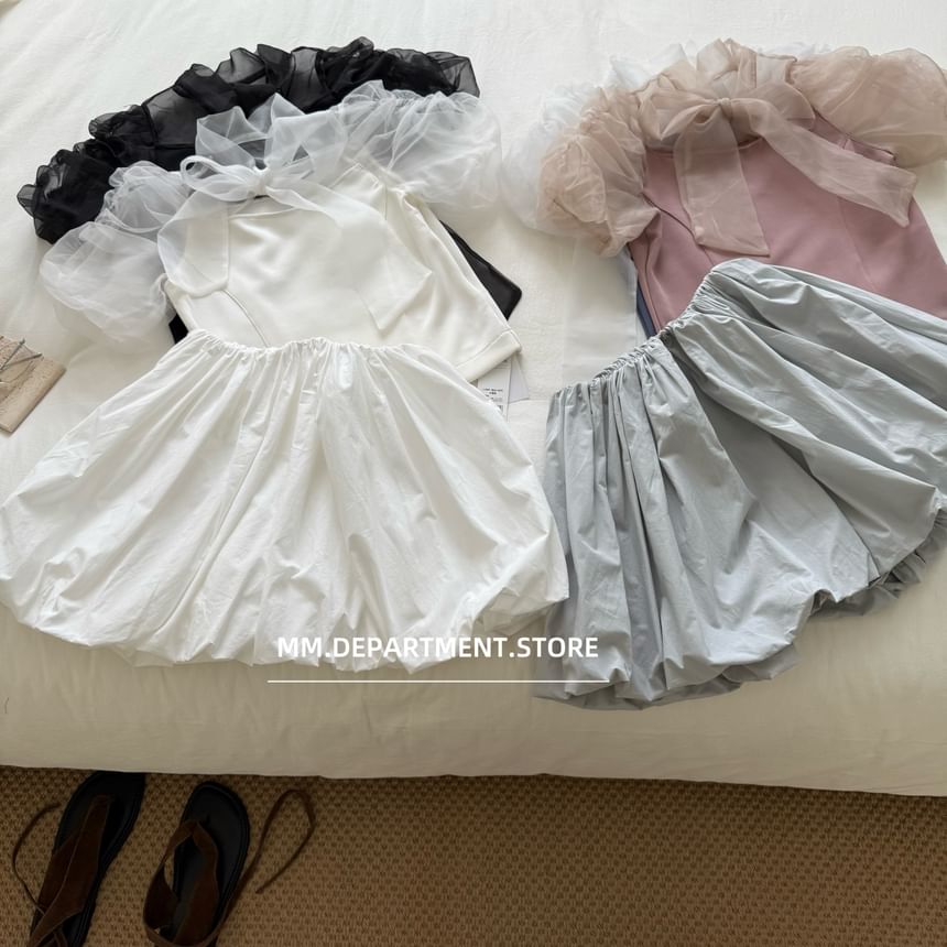 Plain Rise High A-Line Skirt Mini