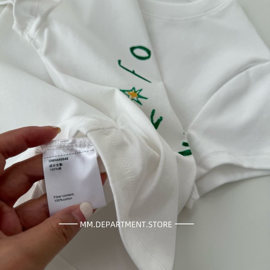 T-Shirt Short-Sleeve Crop Crewneck Lettering