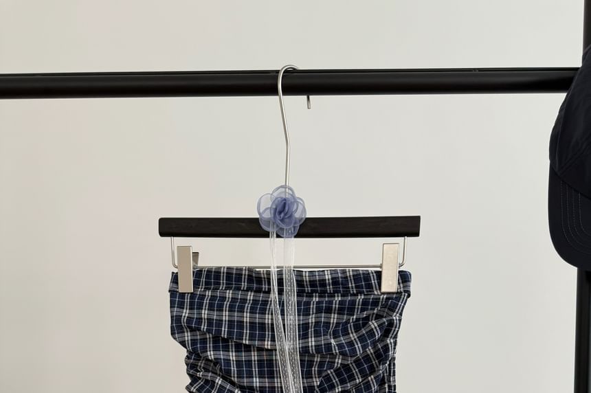 Top Strapless Plaid Flowy