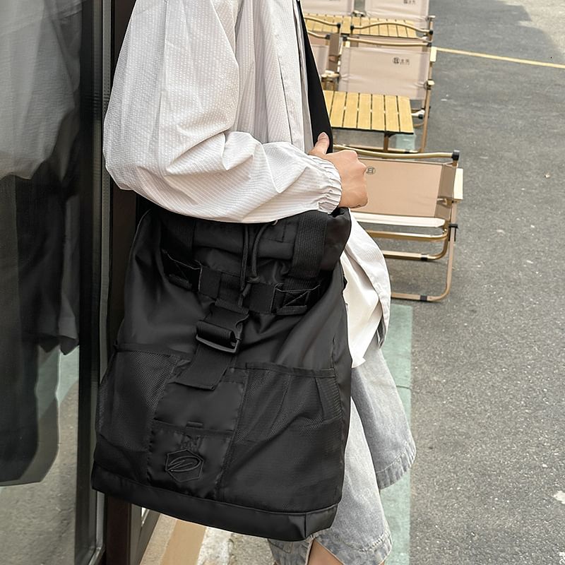 Crossbody Color Block Drawstring Bag