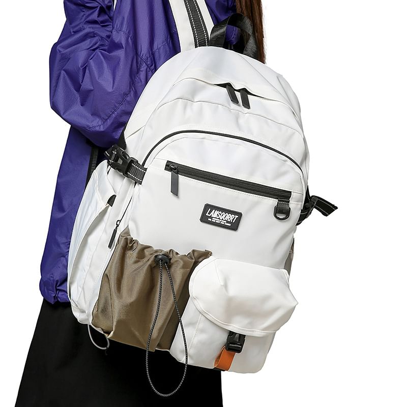 Contrast Backpack Lettering Pocket