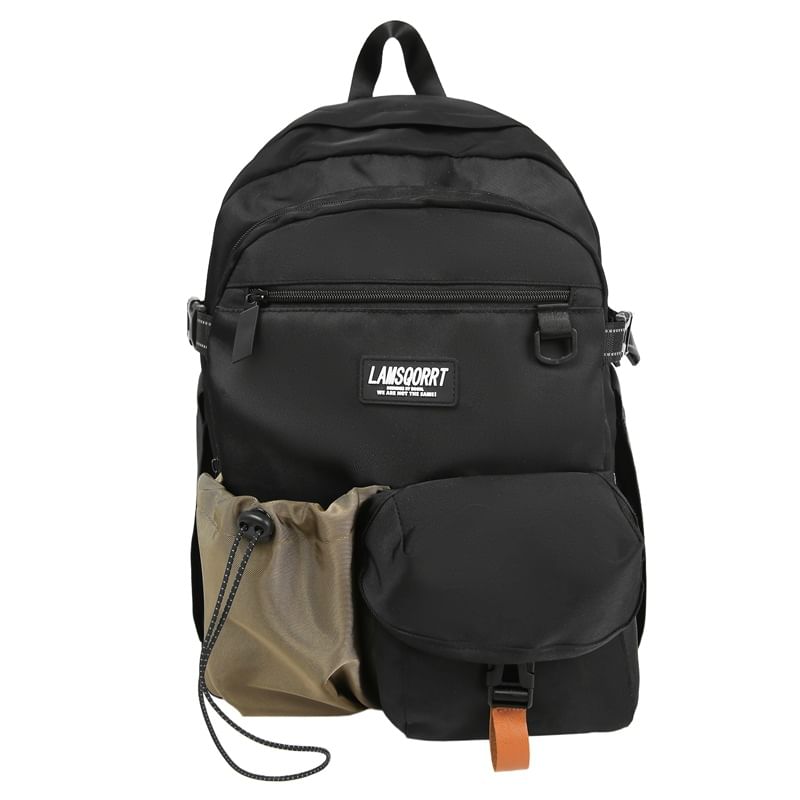 Contrast Backpack Lettering Pocket