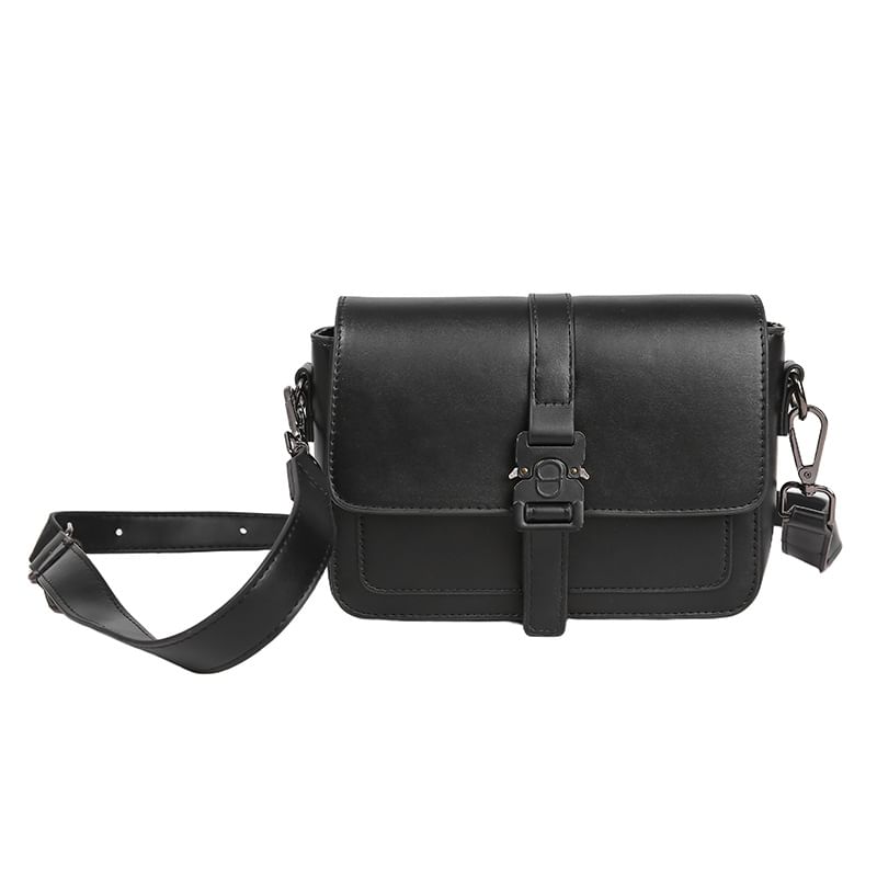 Leather Buckled Satchel Faux