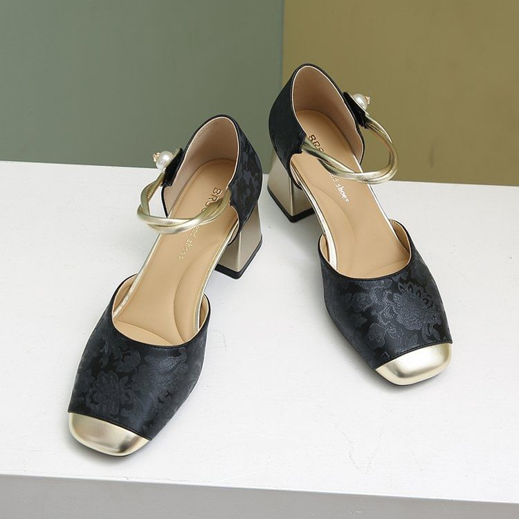 Block D'Orsay Heel Sandals