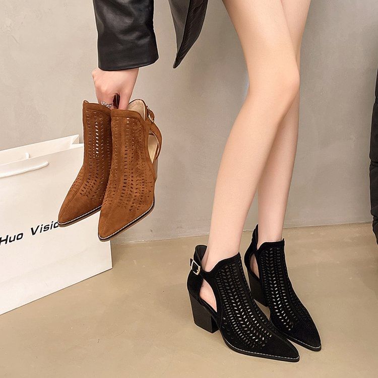 Short Boots D'Orsay Heel Block