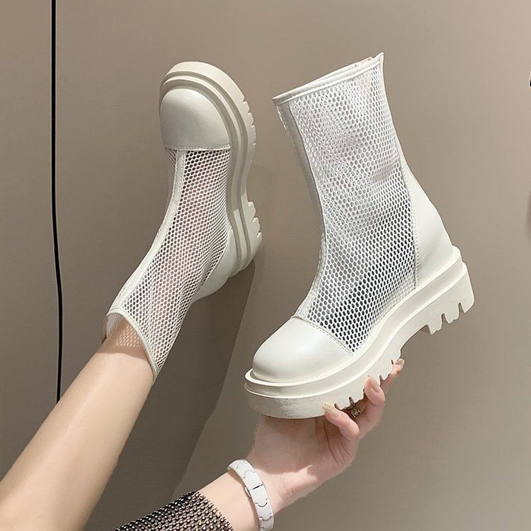 Plain Platform Short Mesh Boots