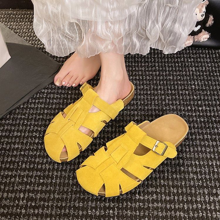 Plain Suede Faux Mules