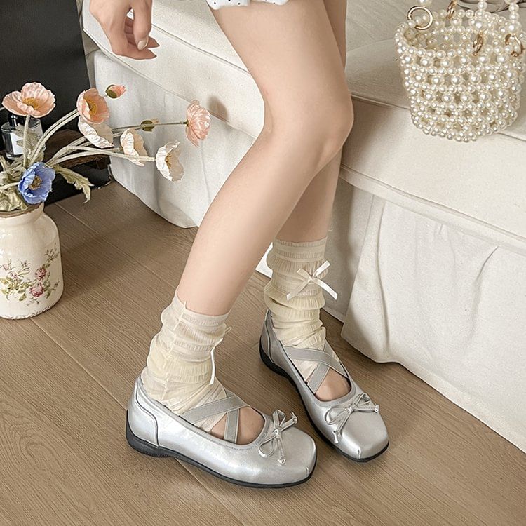 Bow Toe Ballet Flats Square