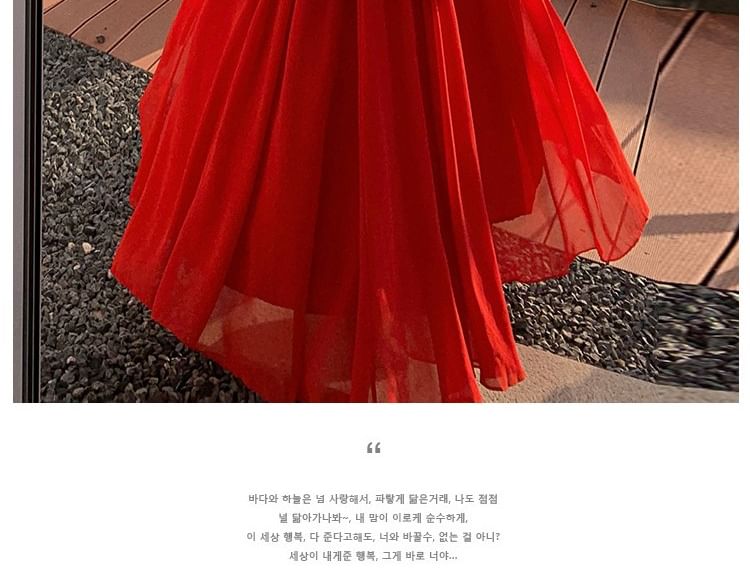 Spaghetti Strap Plain Tiered Maxi A-Line Dress