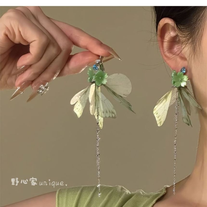 Flower Drop Butterfly Earring Fringed
