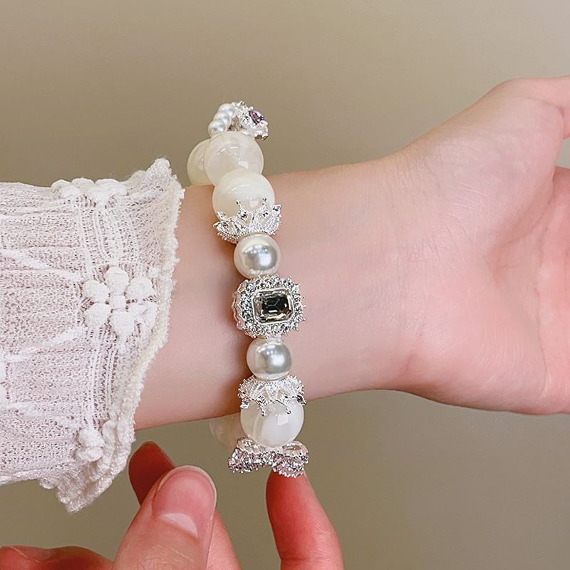 Bracelet Rhinestone Faux Beaded Pearl