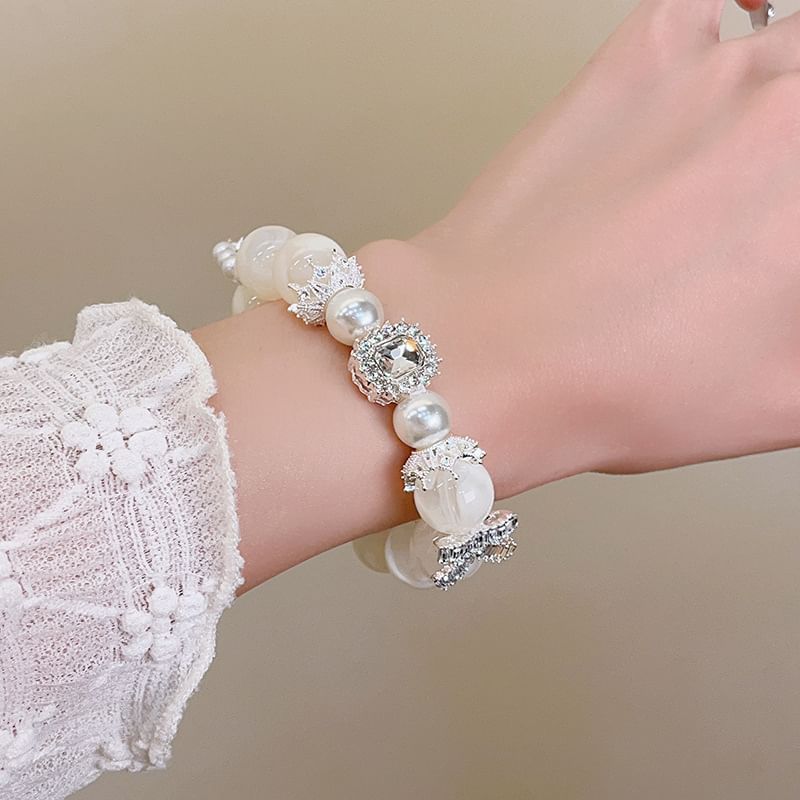 Bracelet Rhinestone Faux Beaded Pearl
