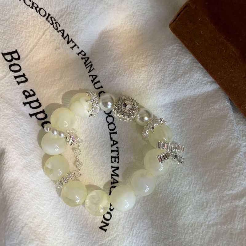 Bracelet Rhinestone Faux Beaded Pearl