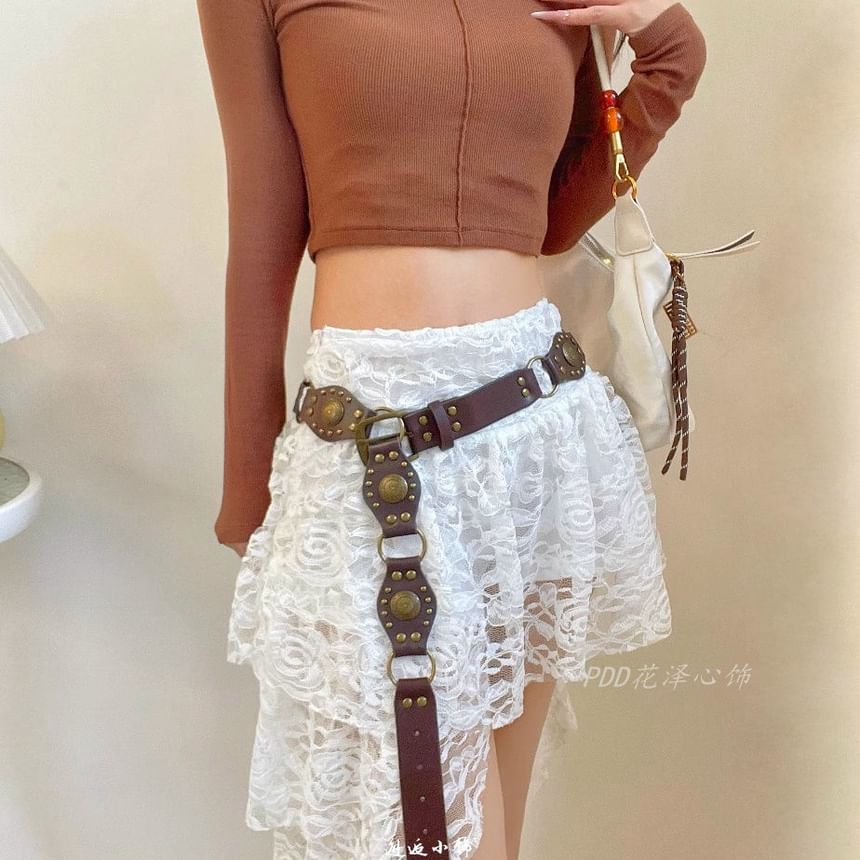 Faux Belt Leather Studded