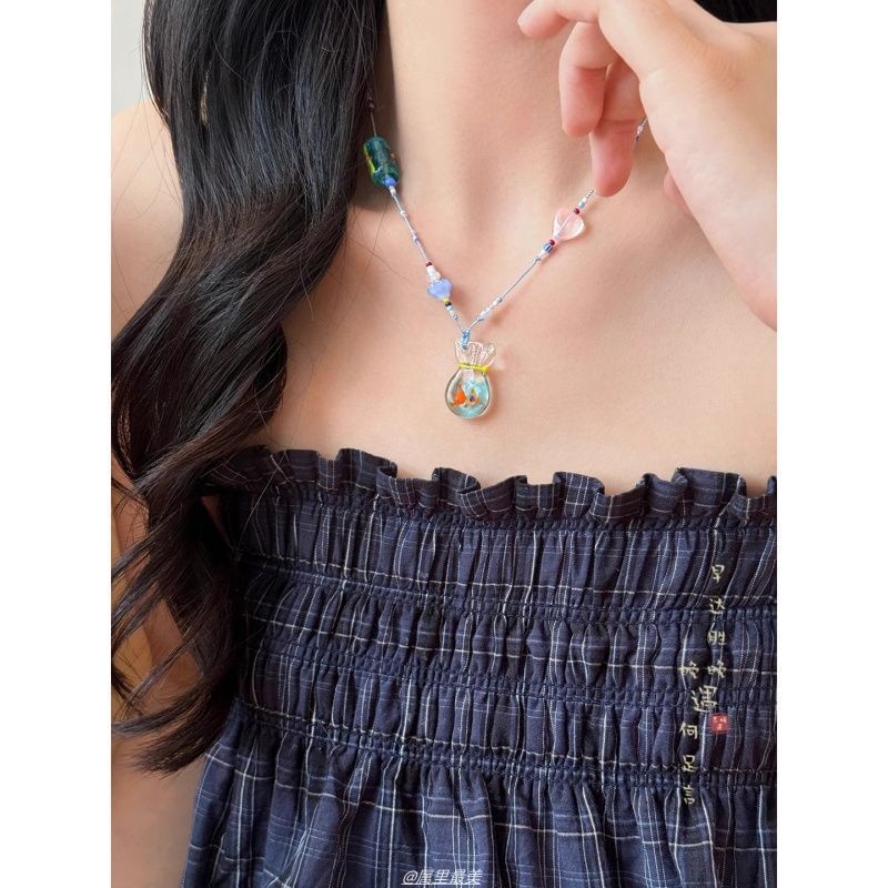 Necklace Pendant Goldfish Beaded