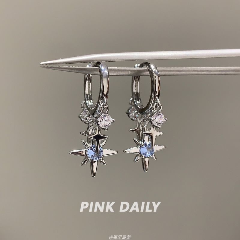 Rhinestone Huggie Drop Star Earring