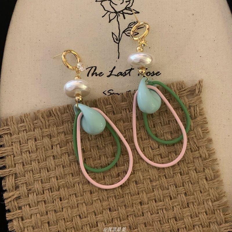 Earring Pearl Faux Rhinestone Drop