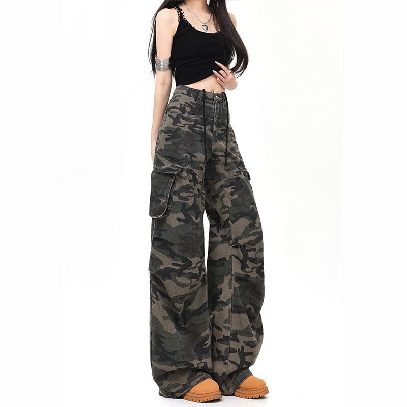 Mid Waist Camouflage Cargo Baggy Pants (Various Designs)