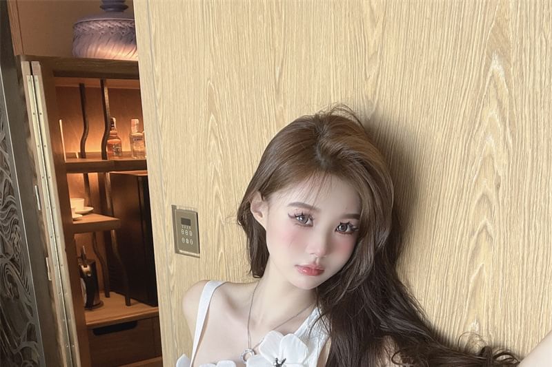 Tank Top Asymmetrical Floral Crop