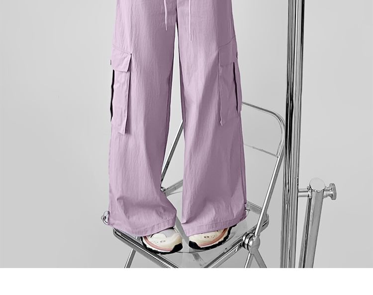 Low Waist Plain Wide Leg Cargo Pants (Various Designs)