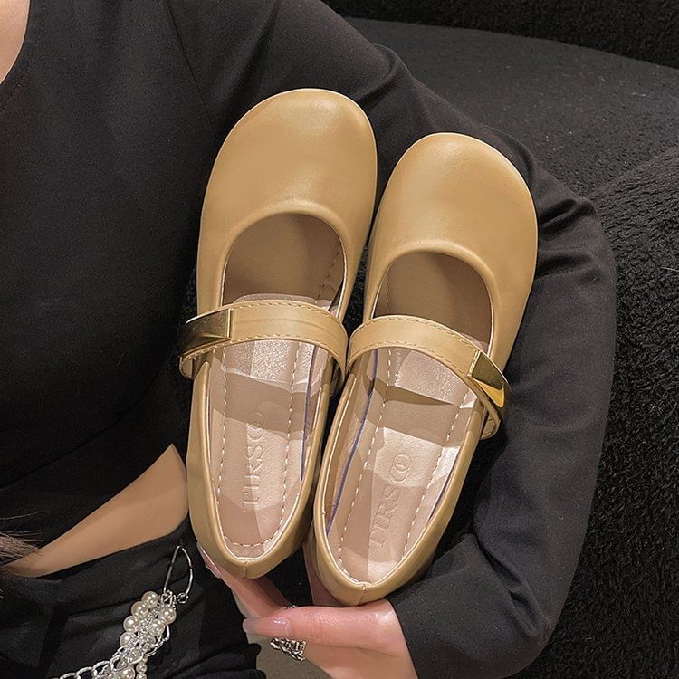 Mary Jane Leather Faux Shoes