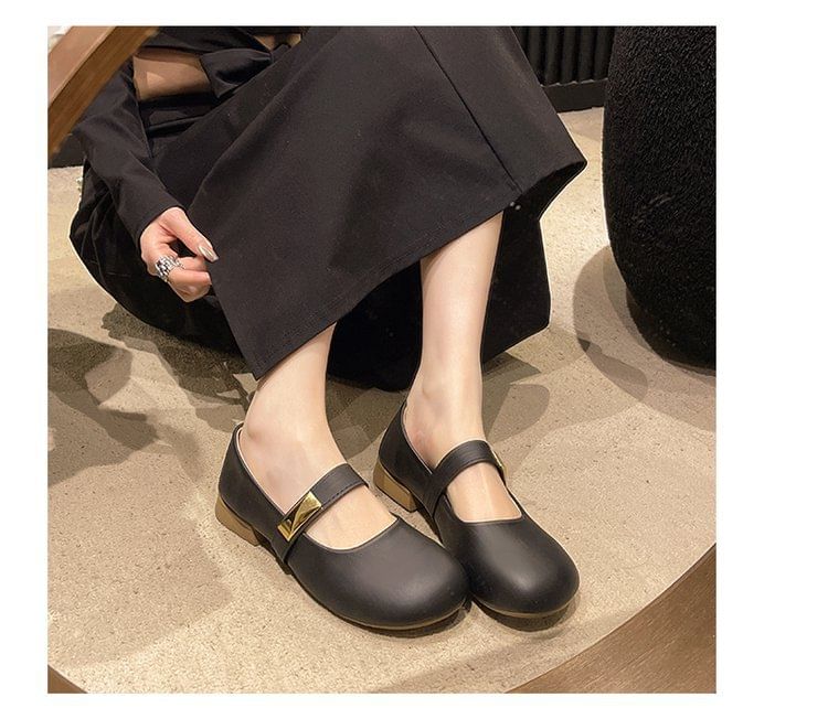 Mary Jane Leather Faux Shoes