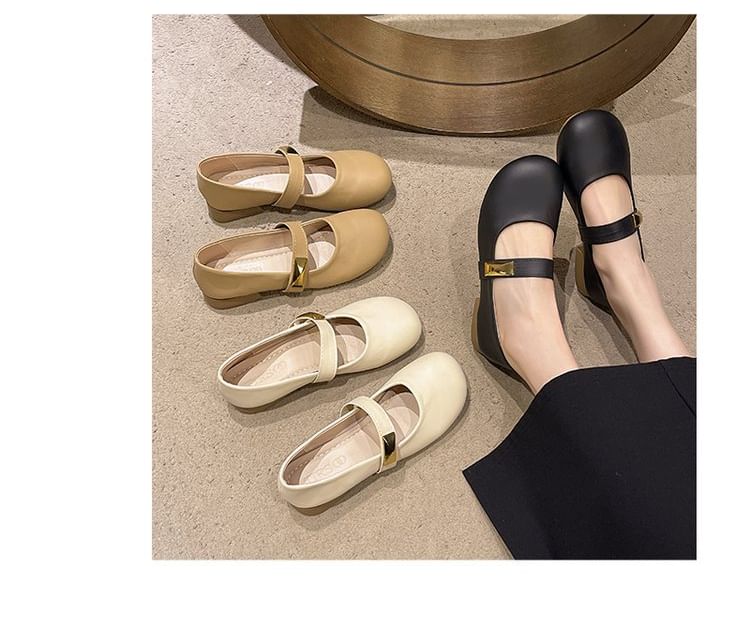 Mary Jane Leather Faux Shoes