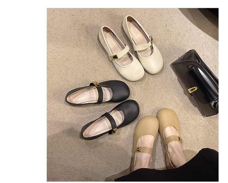Mary Jane Leather Faux Shoes