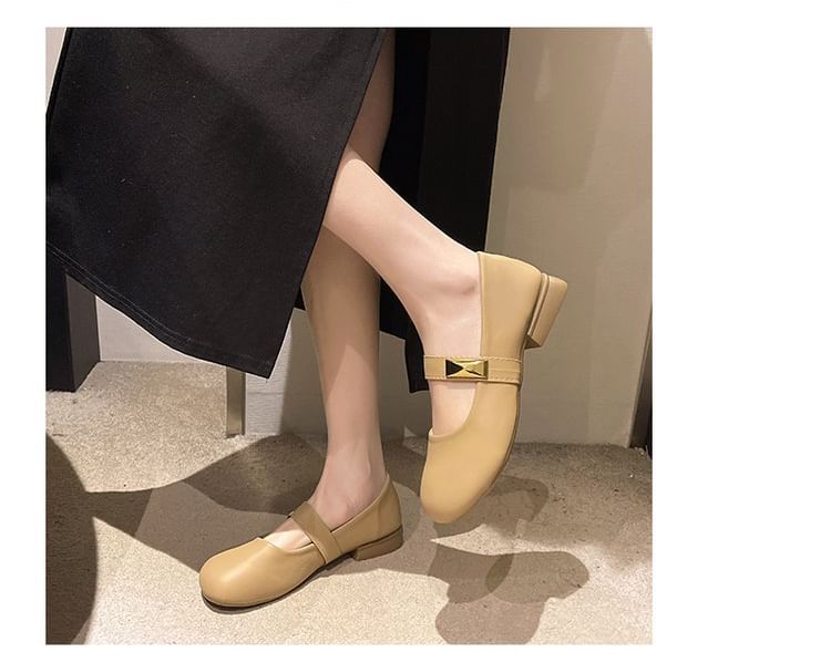 Mary Jane Leather Faux Shoes