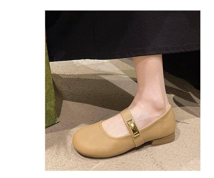 Mary Jane Leather Faux Shoes