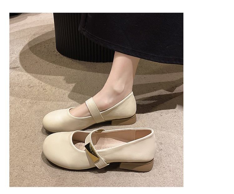 Mary Jane Leather Faux Shoes