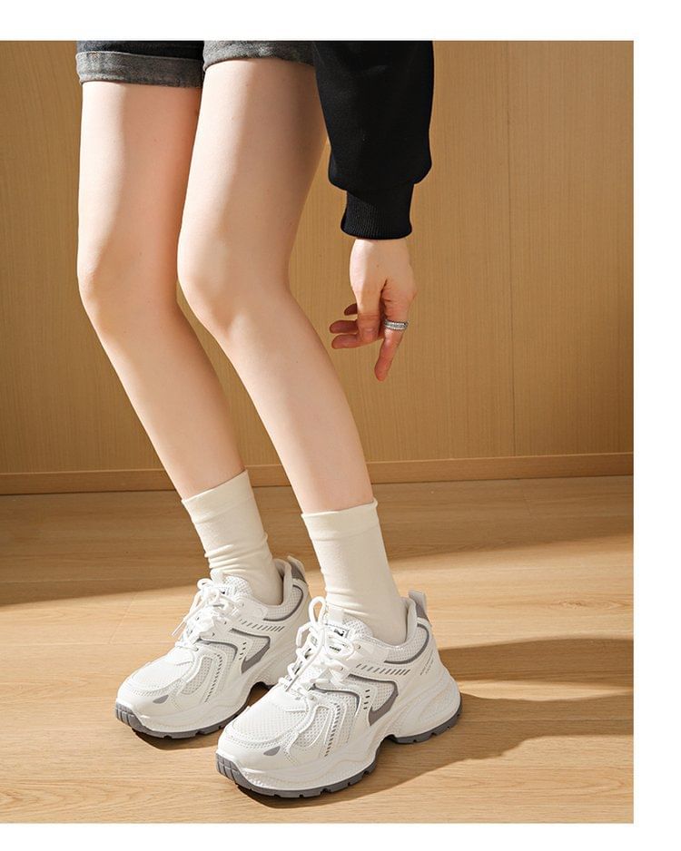 Mesh Panel Sneakers Platform