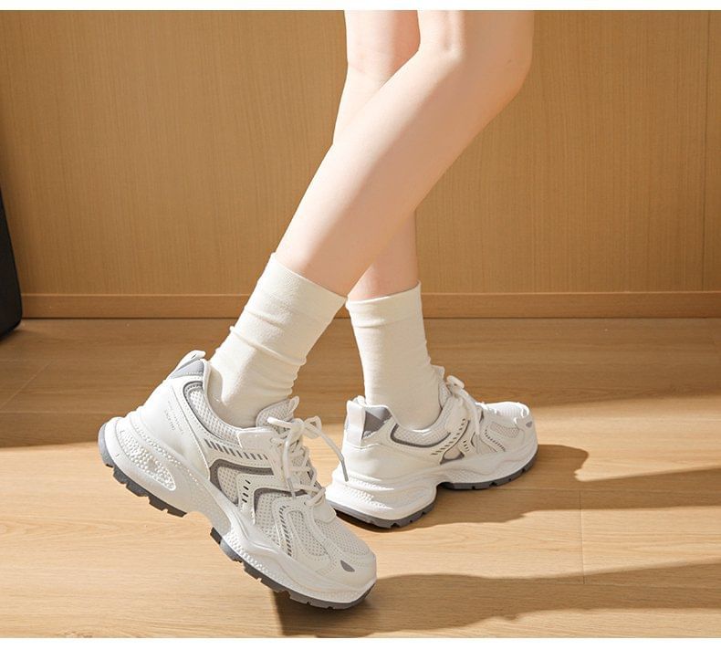 Mesh Panel Sneakers Platform