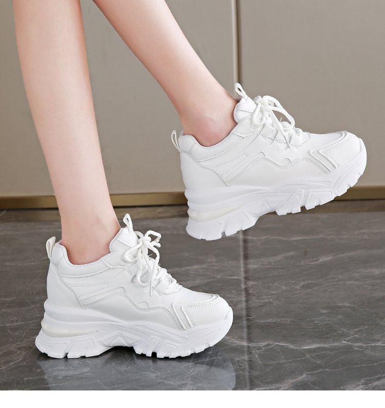 Wedge Platform Sneakers Panel Hidden