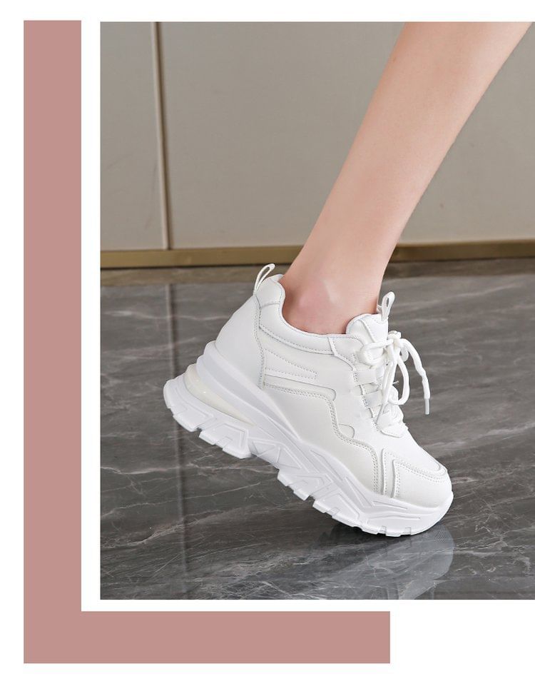 Wedge Platform Sneakers Panel Hidden