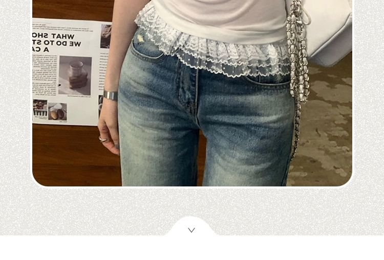 Top Plain Short-Sleeve Crop U-Neck