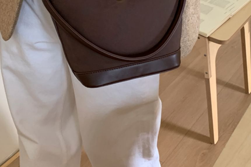 Faux Piped Leather Bag Crossbody