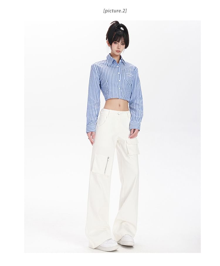 Mid Waist Plain Loose Fit Cargo Pants (Various Designs)