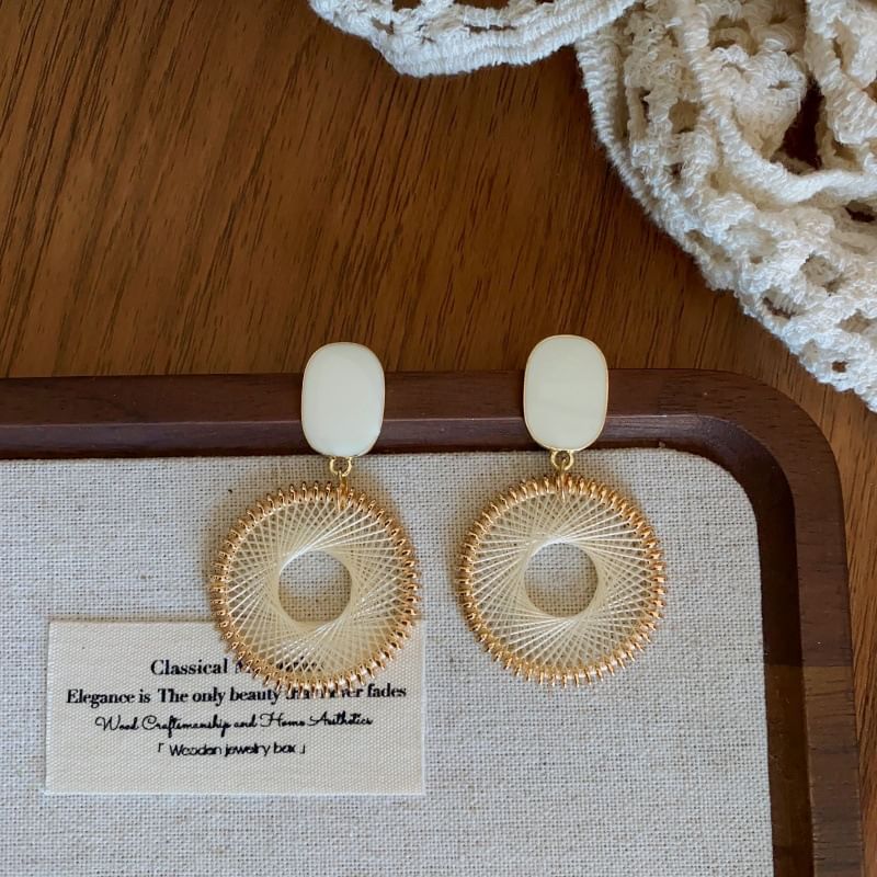 Woven Disc Earring Alloy Drop