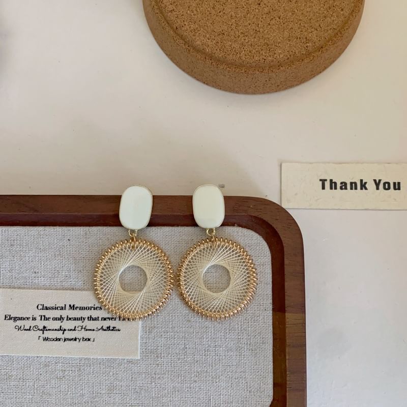 Woven Disc Earring Alloy Drop