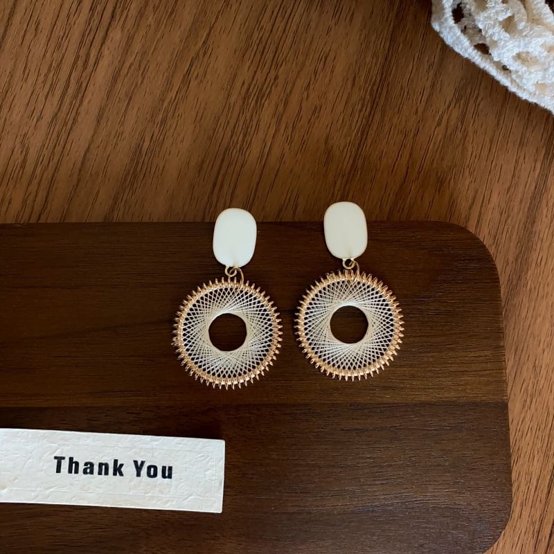 Woven Disc Earring Alloy Drop