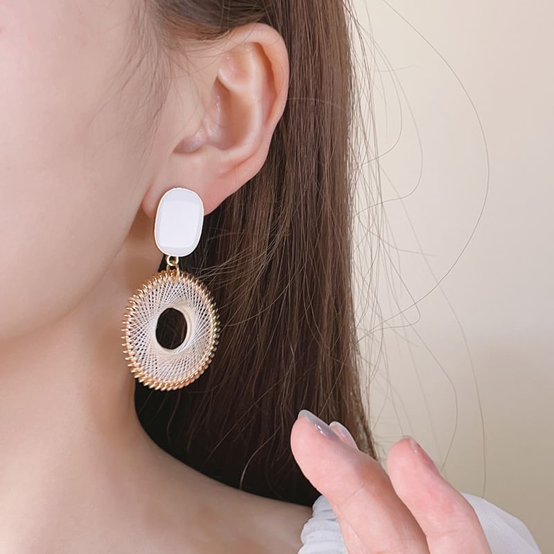 Woven Disc Earring Alloy Drop