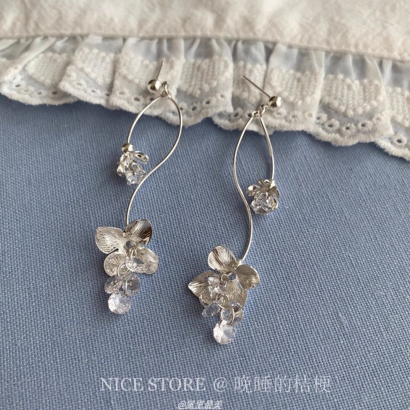Dangle Earring Rhinestone Alloy Floral