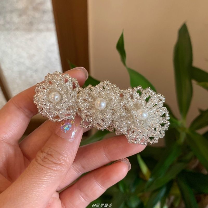 Faux Pearl Alloy Hair Crystal Clip Floral